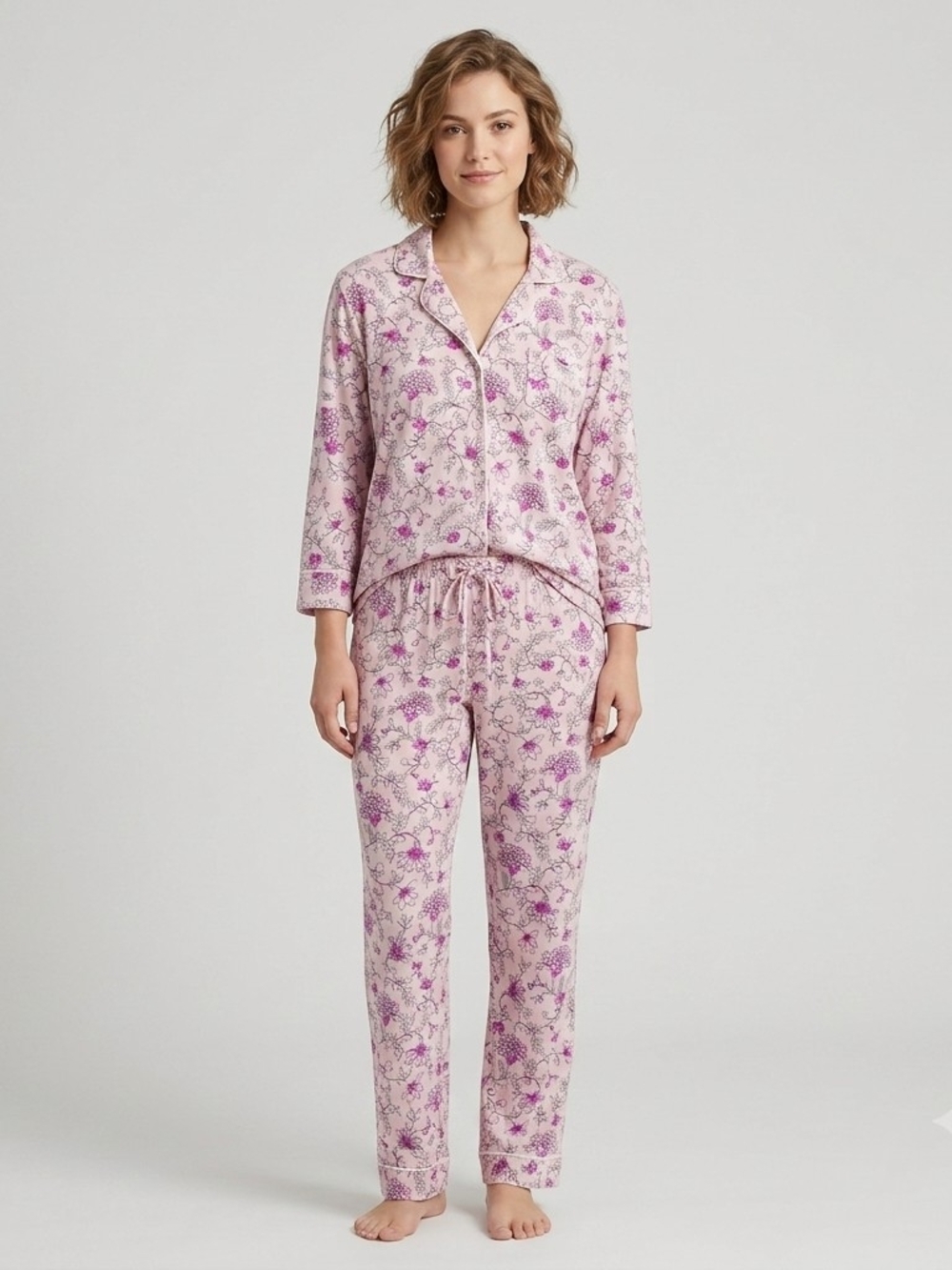 Lauren Ralph Lauren Floral Pajama Set Pink Purple Cotton Sleepwear 1X
